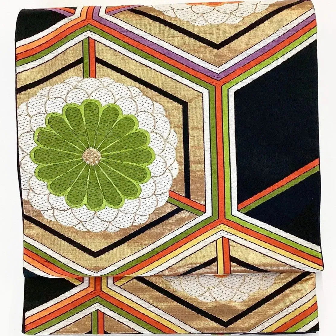 6277# Japanese Vintage Fukuro Obi Belt Kimono Fabric Silk Traditional Embroidery