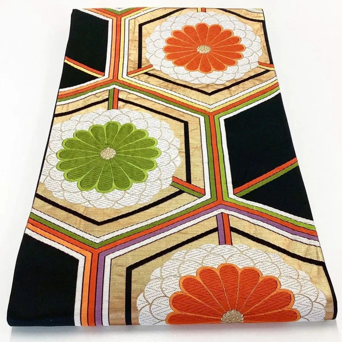 6277# Japanese Vintage Fukuro Obi Belt Kimono Fabric Silk Traditional Embroidery