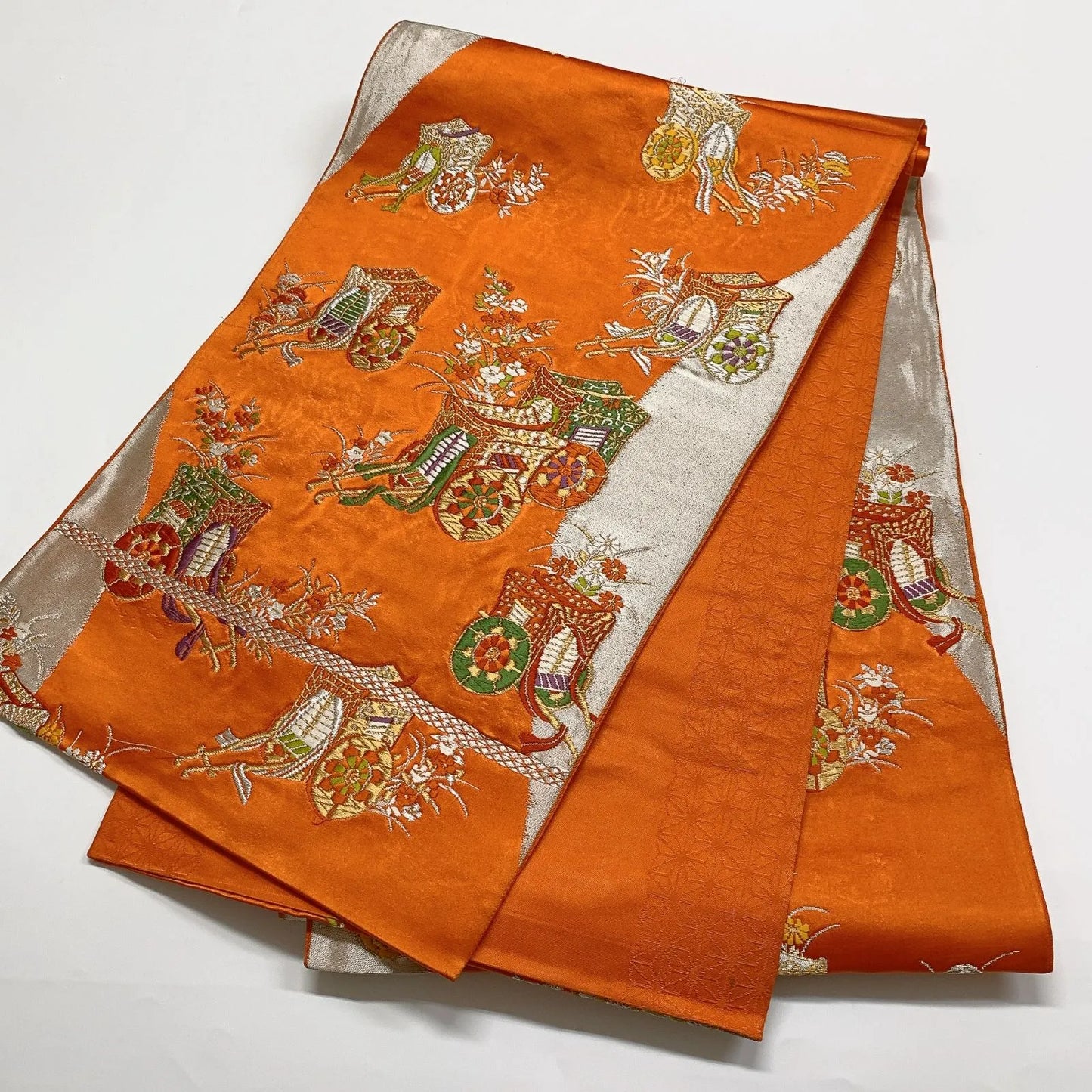 6283# Japanese Vintage Fukuro Obi Belt Kimono Fabric Silk Traditional Embroidery