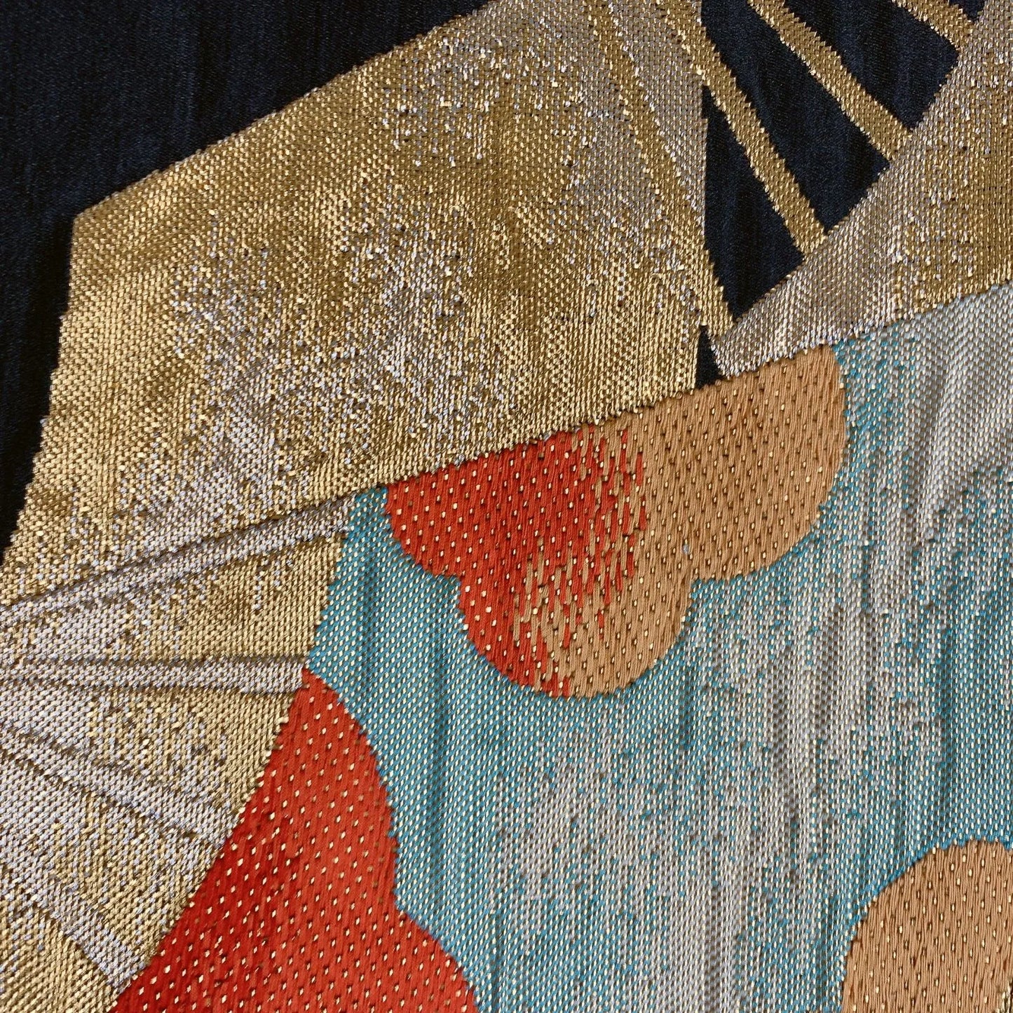 6288# Japanese Vintage Fukuro Obi Belt Kimono Fabric Silk Traditional Black