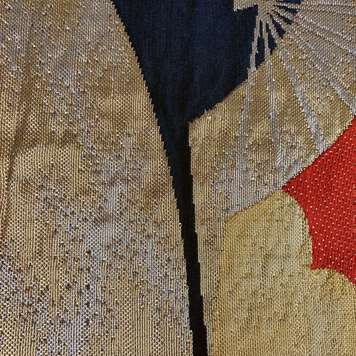 6288# Japanese Vintage Fukuro Obi Belt Kimono Fabric Silk Traditional Black