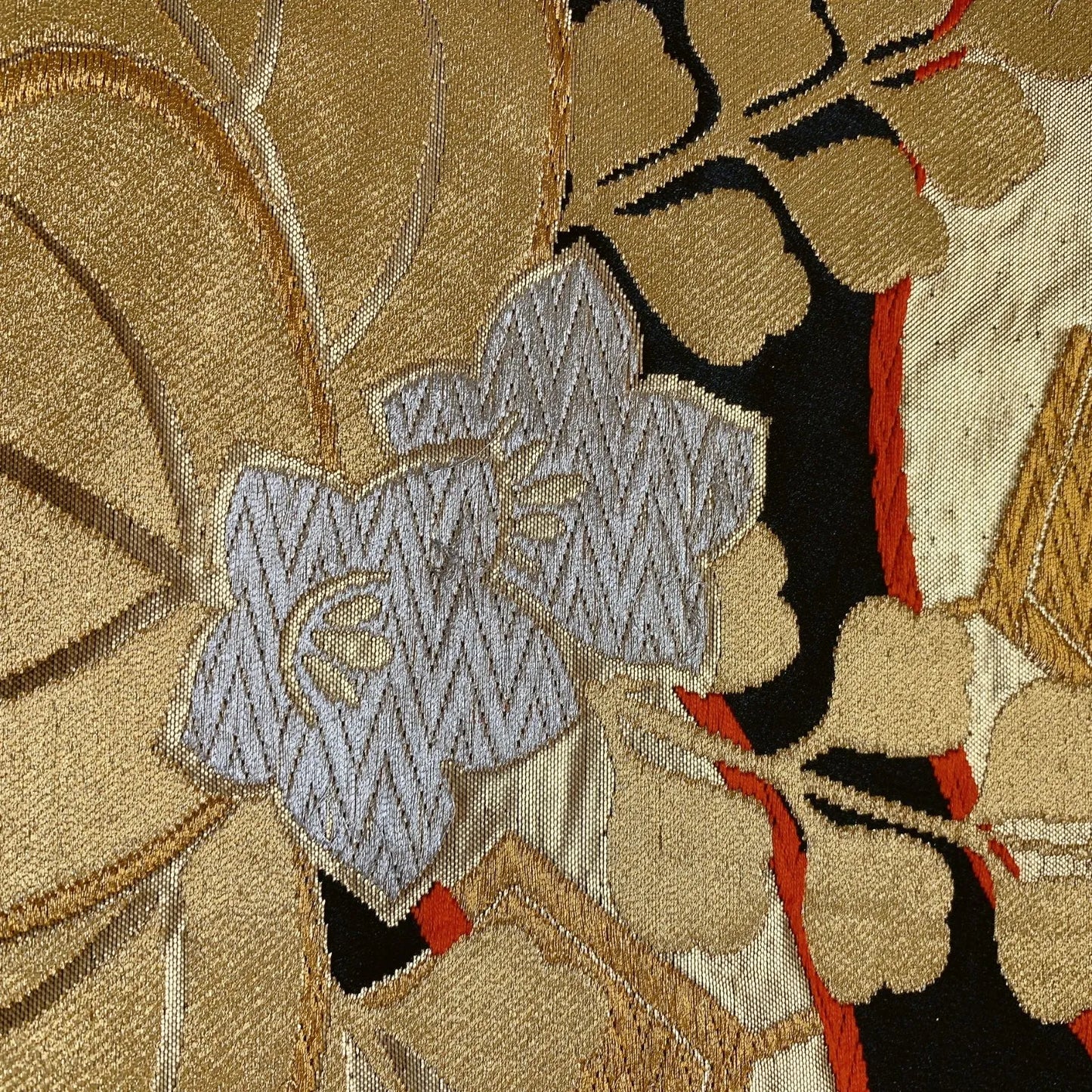 6289# Japanese Vintage Fukuro Obi Belt Kimono Fabric Silk Traditional Black