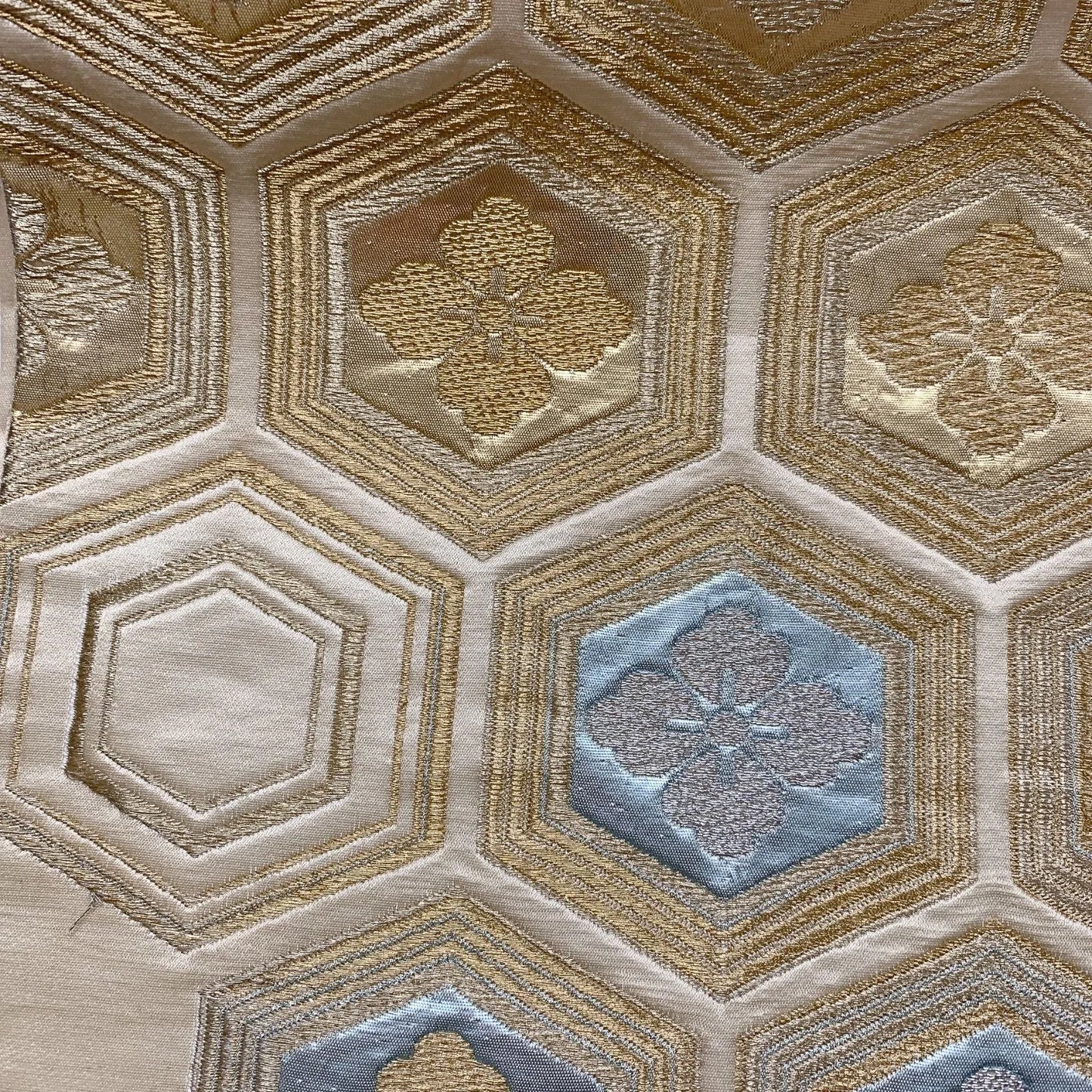 6292# Japanese Vintage Fukuro Obi Belt Kimono Fabric Silk Traditional Gold