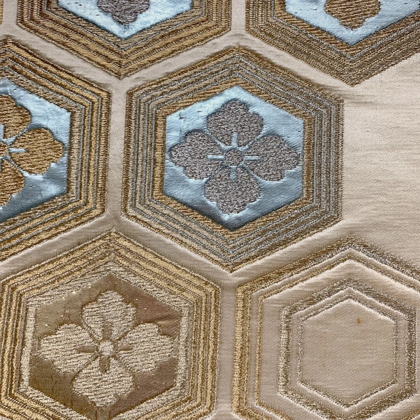 6292# Japanese Vintage Fukuro Obi Belt Kimono Fabric Silk Traditional Gold