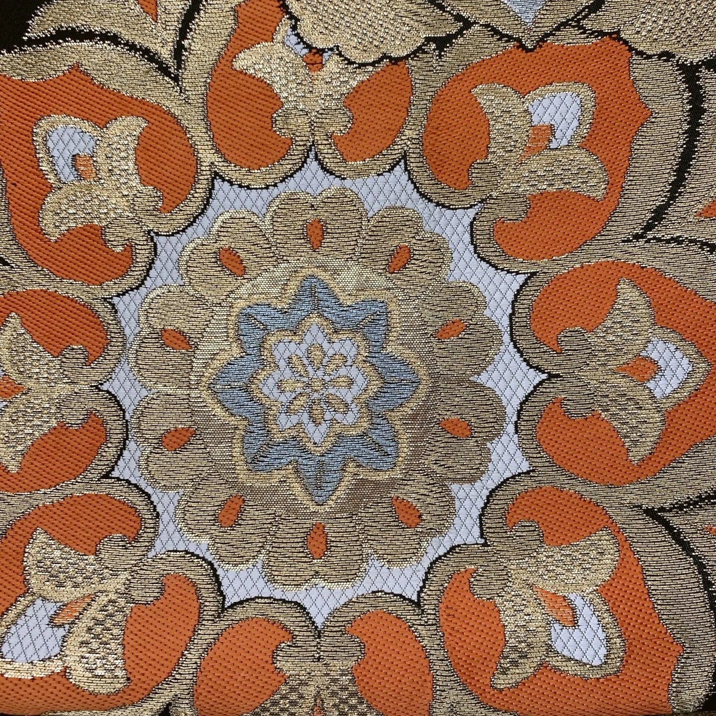 6293# Japanese Vintage Fukuro Obi Belt Kimono Fabric Silk Traditional Black