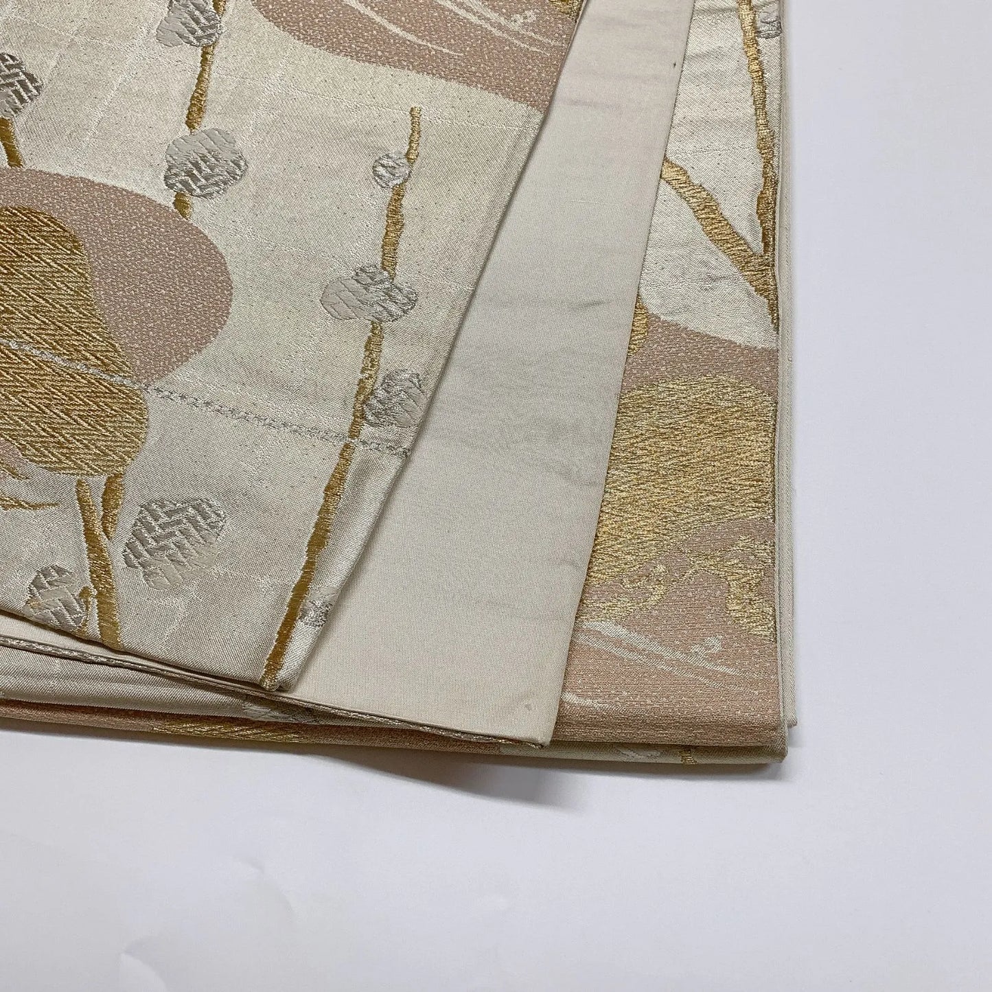 6294# Japanese Vintage Fukuro Obi Belt Kimono Fabric Silk Traditional Silver