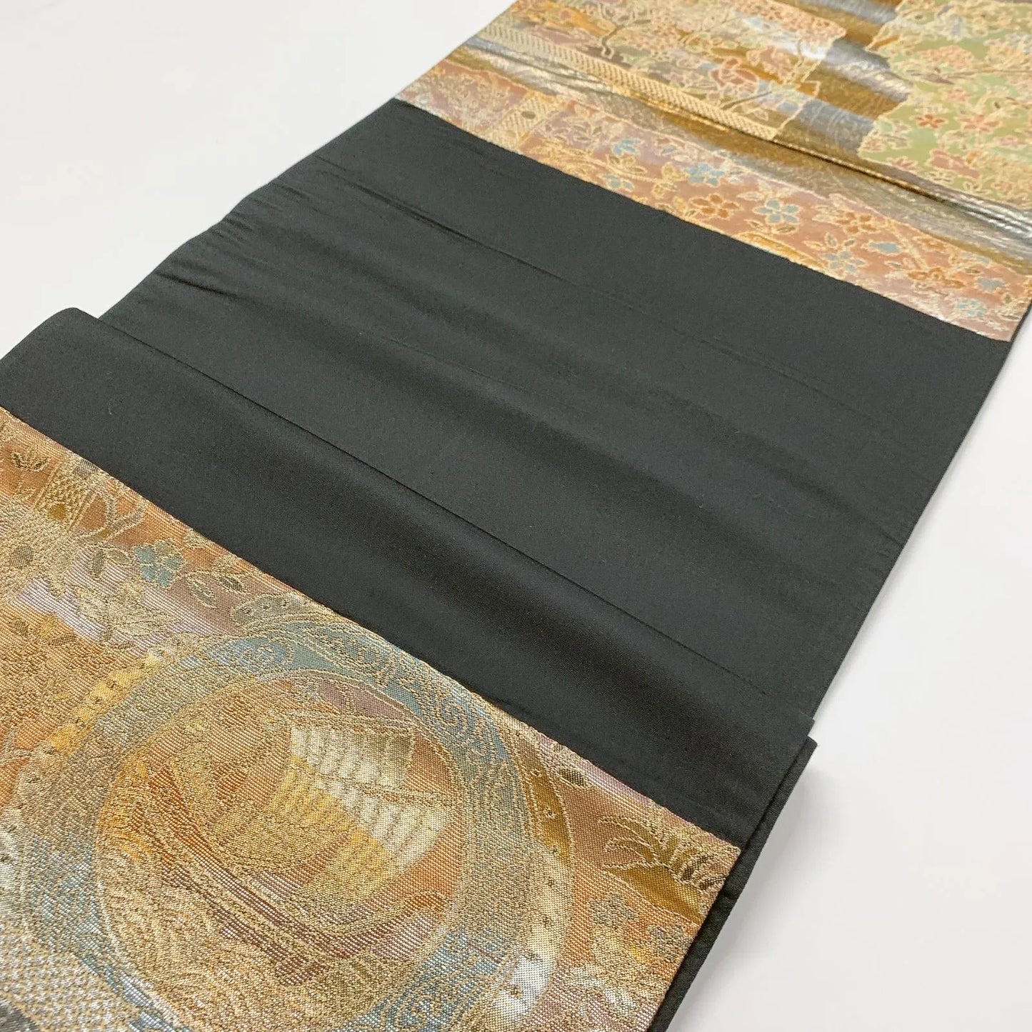 6296# Japanese Vintage Fukuro Obi Belt Kimono Fabric Silk Traditional