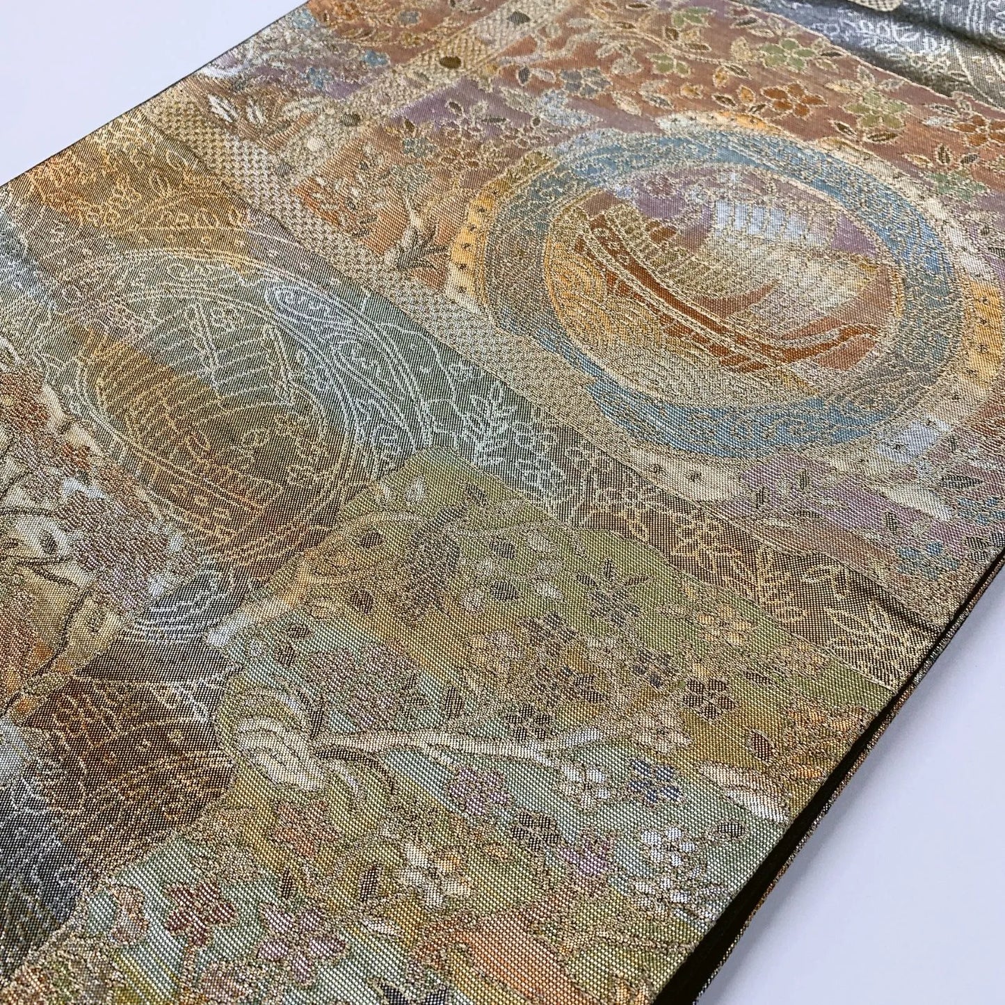 6296# Japanese Vintage Fukuro Obi Belt Kimono Fabric Silk Traditional