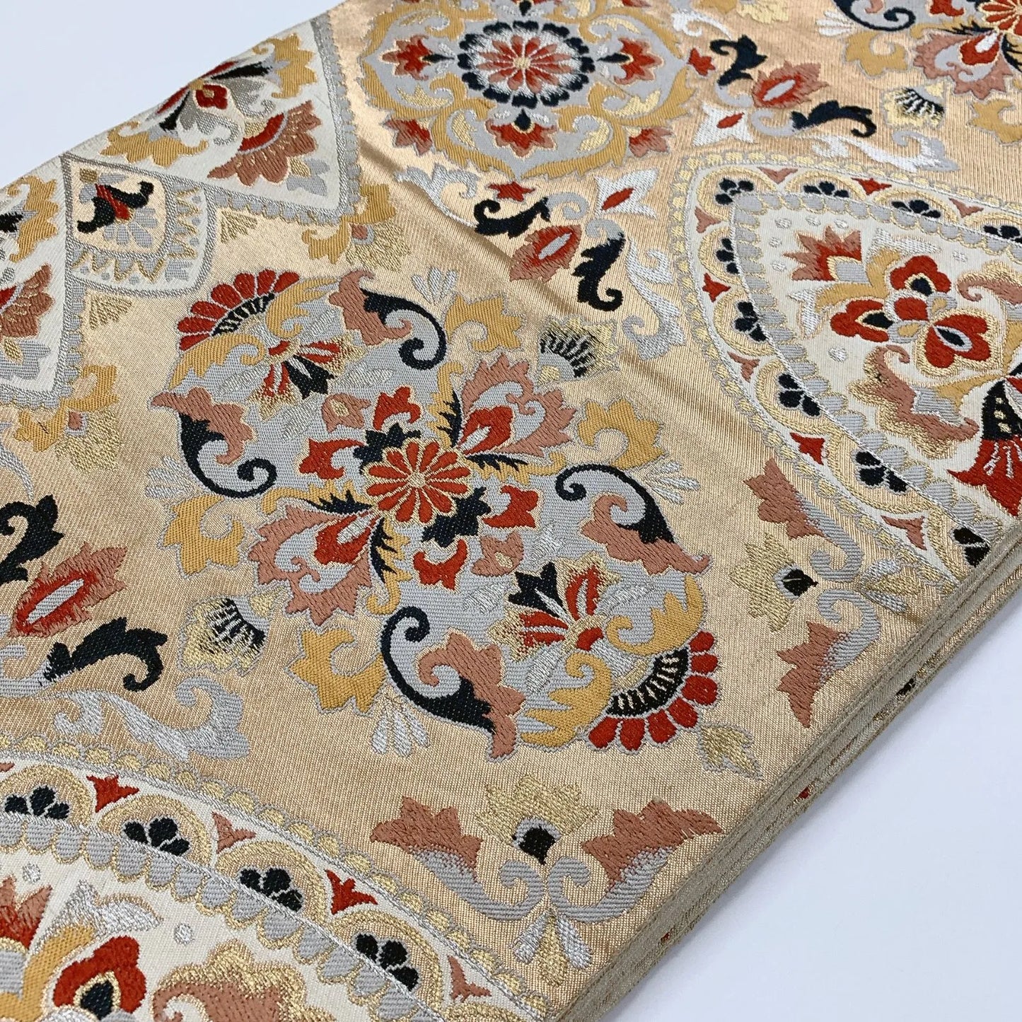 6297# Japanese Vintage Fukuro Obi Belt Kimono Fabric Silk Traditional 　