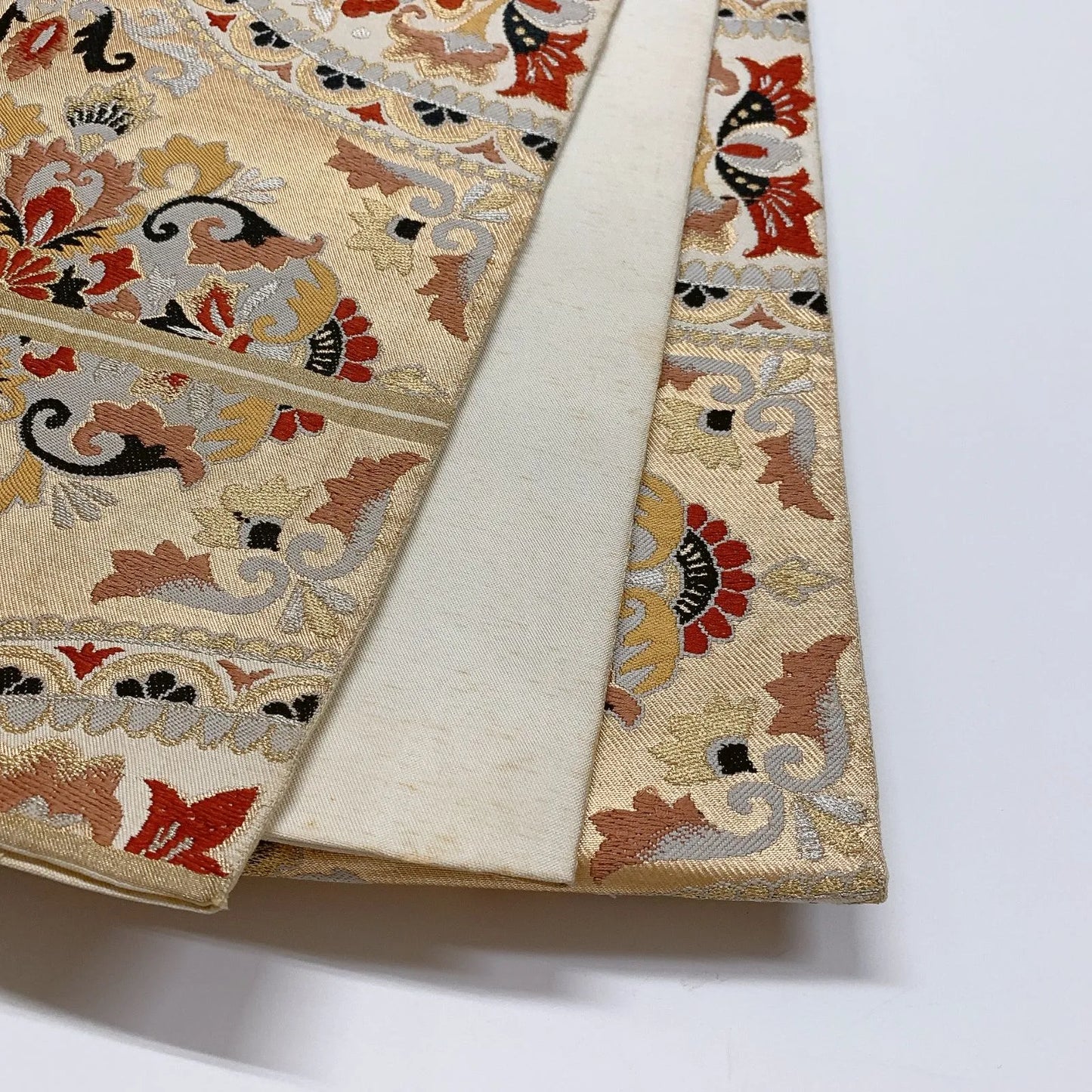 6297# Japanese Vintage Fukuro Obi Belt Kimono Fabric Silk Traditional 　