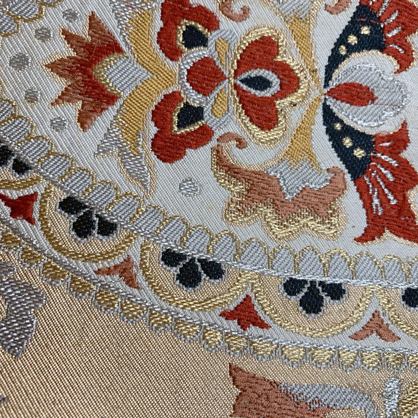 6297# Japanese Vintage Fukuro Obi Belt Kimono Fabric Silk Traditional 　