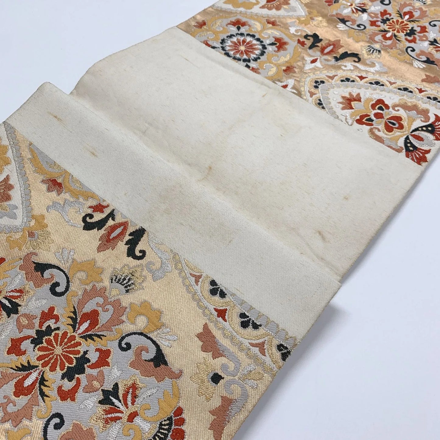 6297# Japanese Vintage Fukuro Obi Belt Kimono Fabric Silk Traditional 　