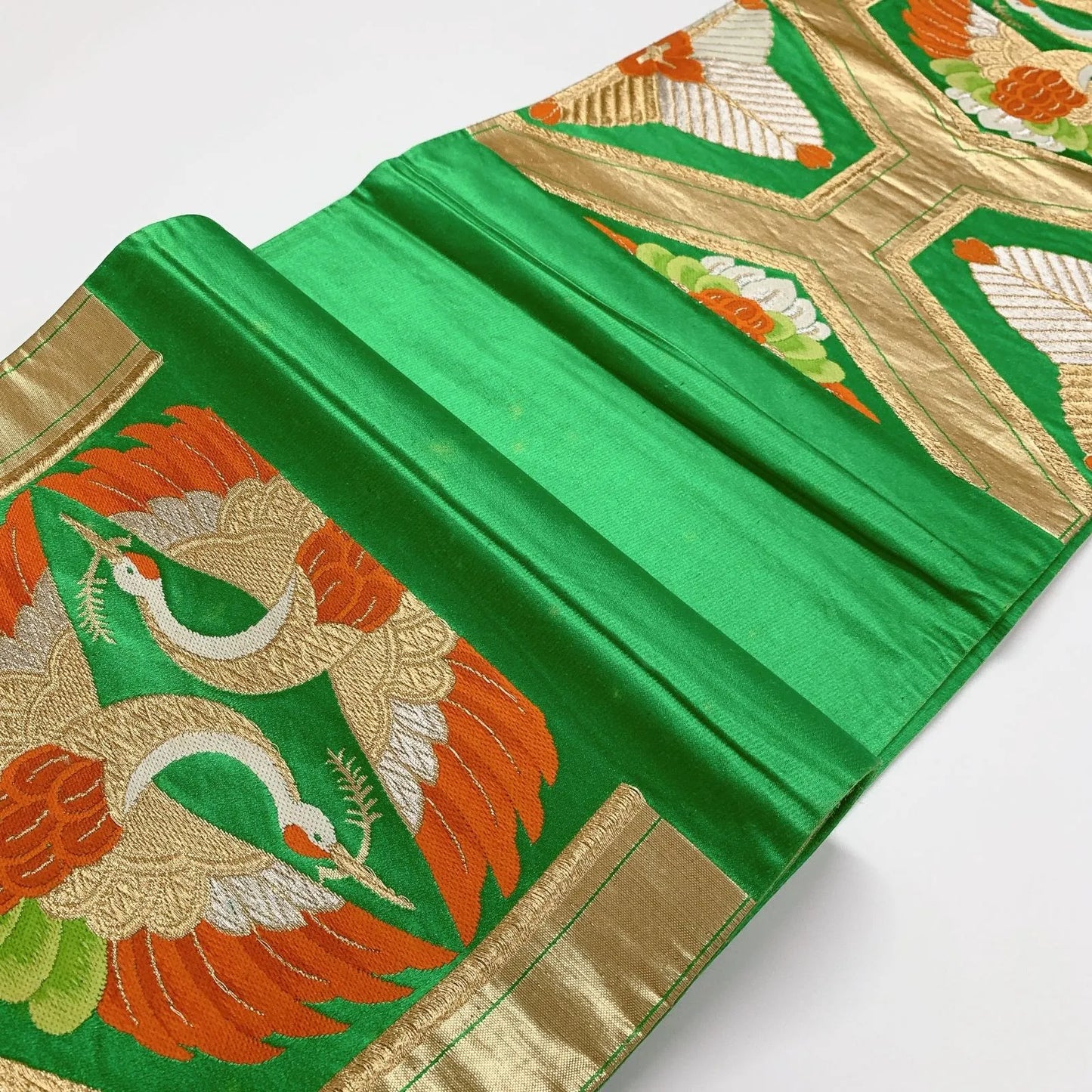 6298# Japanese Vintage Fukuro Obi Belt Kimono Fabric Silk Traditional