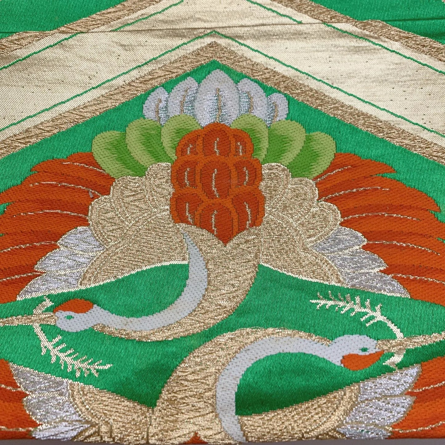 6298# Japanese Vintage Fukuro Obi Belt Kimono Fabric Silk Traditional