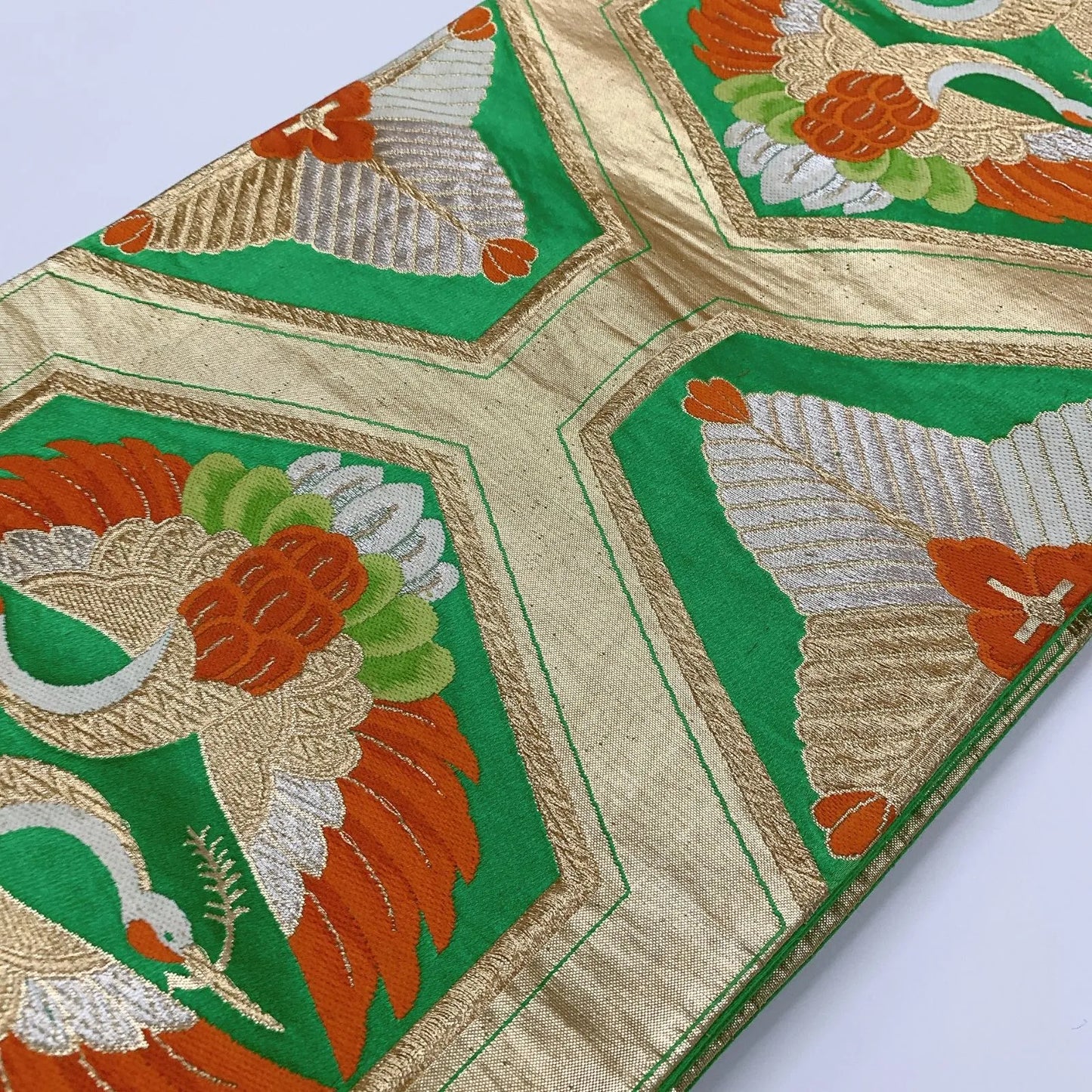 6298# Japanese Vintage Fukuro Obi Belt Kimono Fabric Silk Traditional