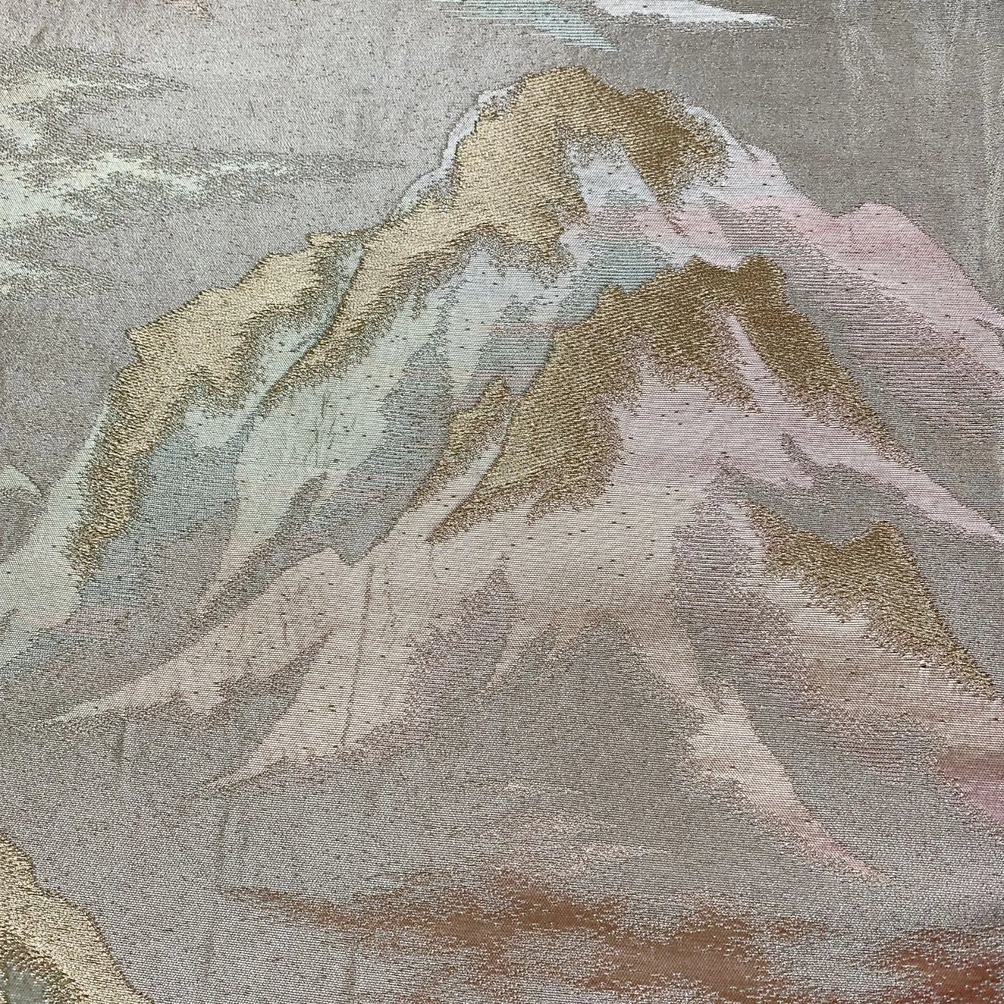 6299# Japanese Vintage Fukuro Obi Belt Kimono Fabric Silk Traditional Silver