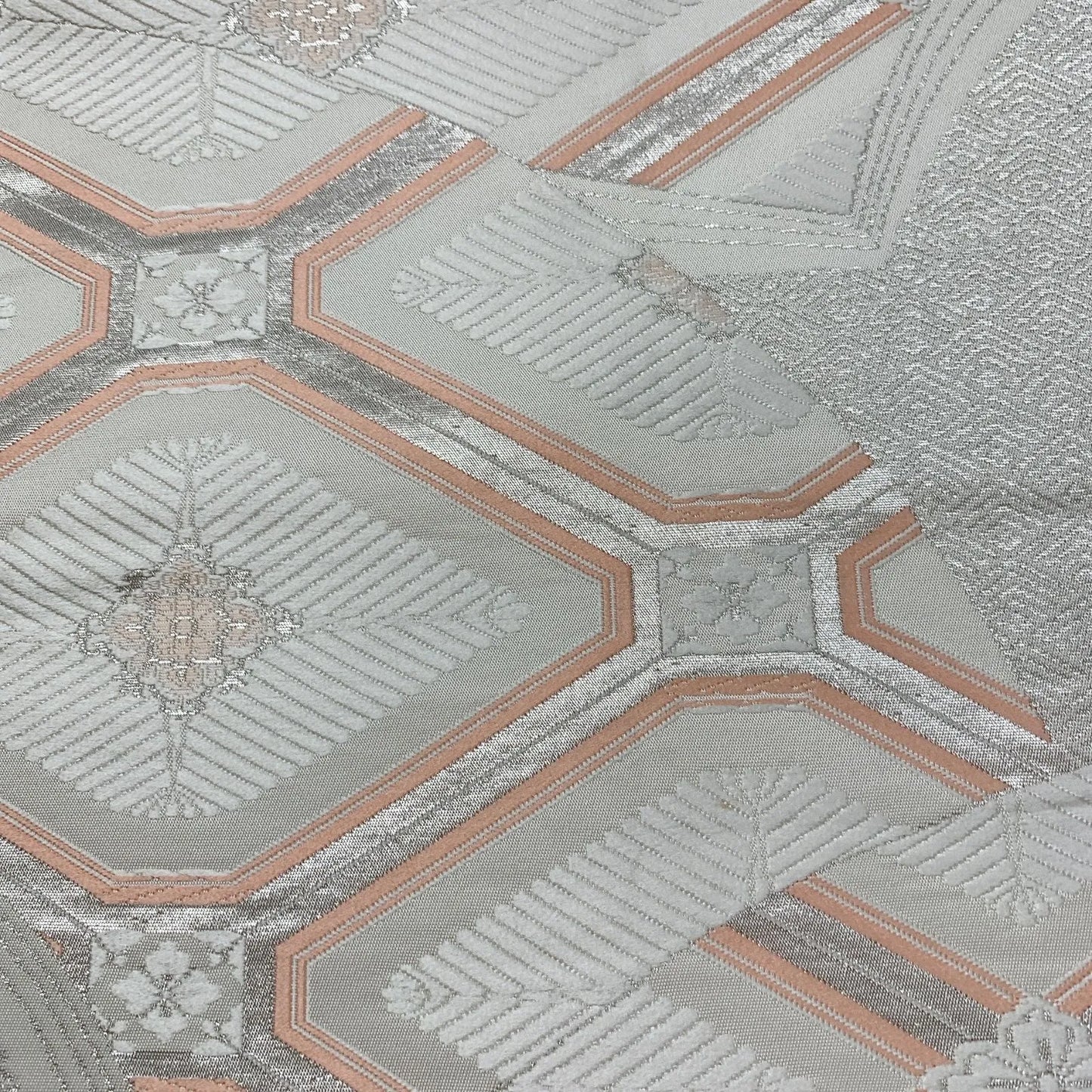 6304# Japanese Vintage Fukuro Obi Belt Kimono Fabric Silk Traditional Silver