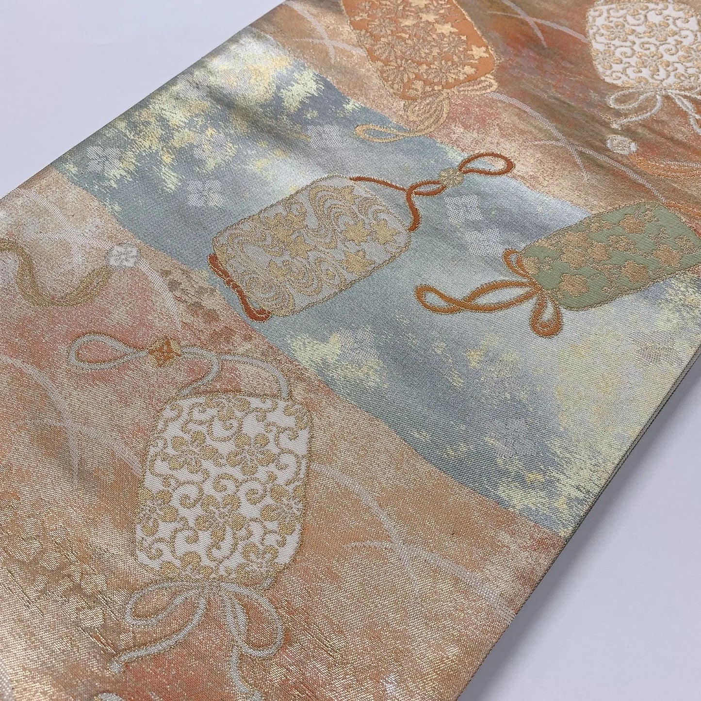 6305# Japanese Vintage Fukuro Obi Belt Kimono Fabric Silk Traditional