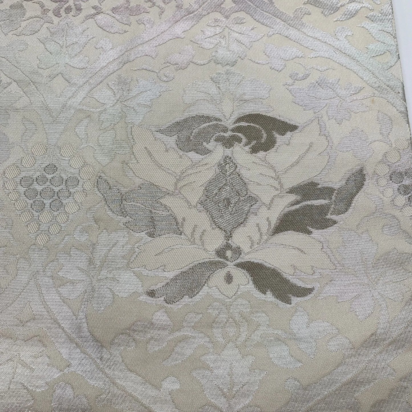6307# Japanese Vintage Fukuro Obi Belt Kimono Fabric Silk Traditional Silver
