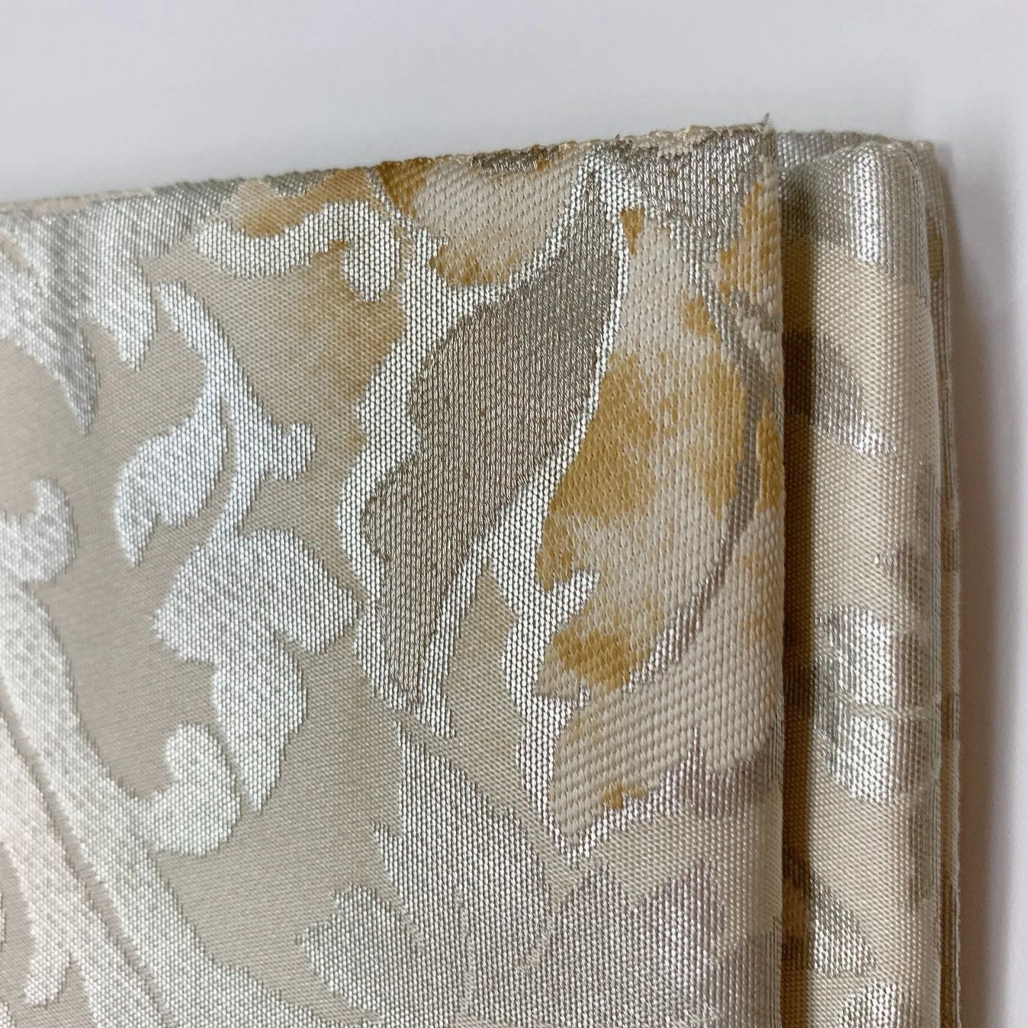 6307# Japanese Vintage Fukuro Obi Belt Kimono Fabric Silk Traditional Silver