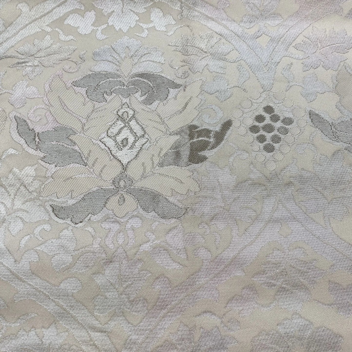 6307# Japanese Vintage Fukuro Obi Belt Kimono Fabric Silk Traditional Silver