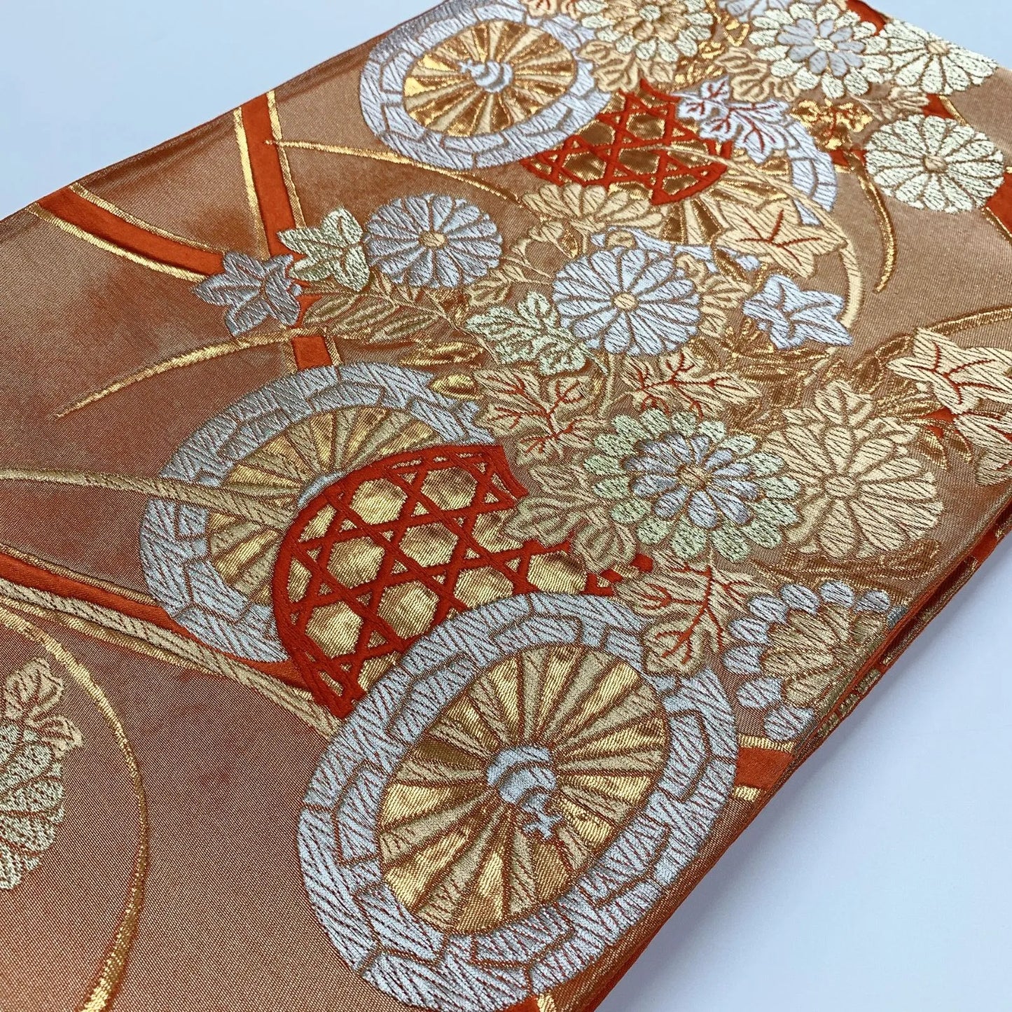 6311# Japanese Vintage Fukuro Obi Belt Kimono Fabric Silk Traditional