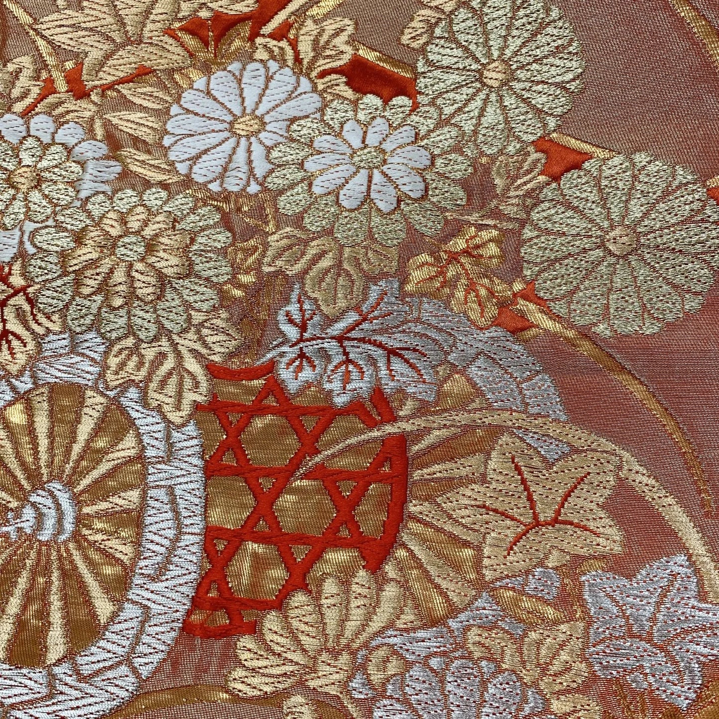 6311# Japanese Vintage Fukuro Obi Belt Kimono Fabric Silk Traditional