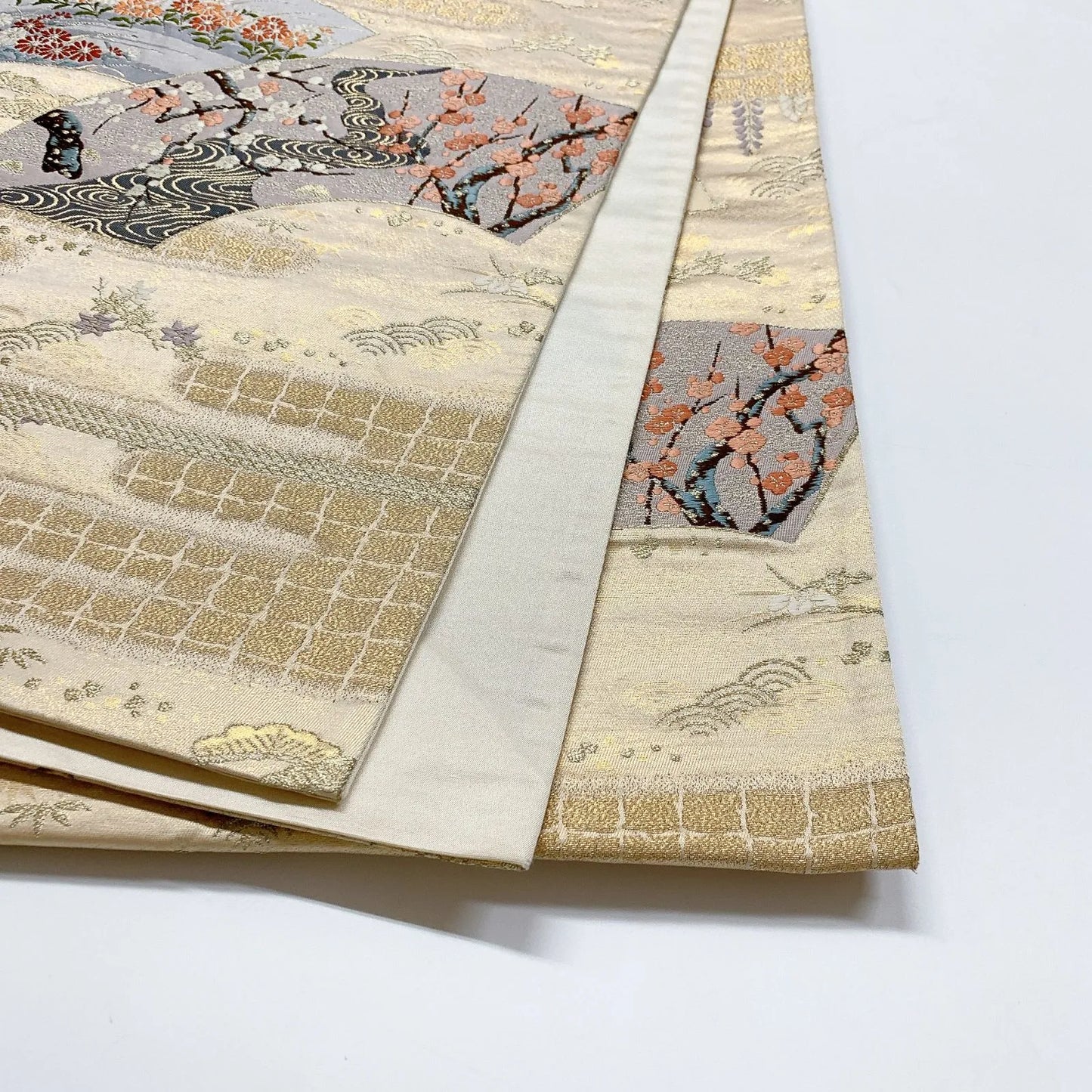 6319# Japanese Vintage Fukuro Obi Belt Kimono Fabric Silk Traditional