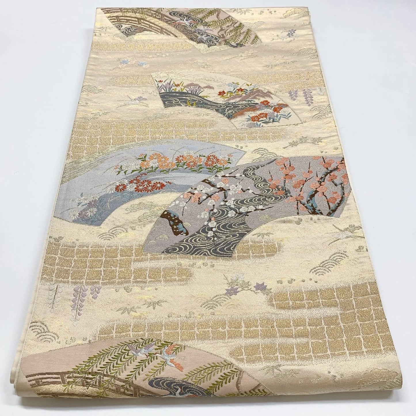 6319# Japanese Vintage Fukuro Obi Belt Kimono Fabric Silk Traditional