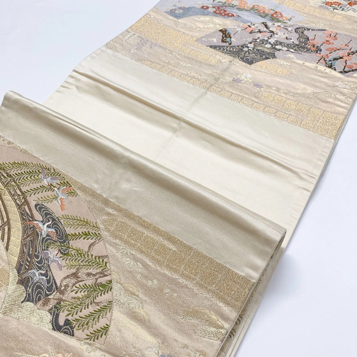 6319# Japanese Vintage Fukuro Obi Belt Kimono Fabric Silk Traditional