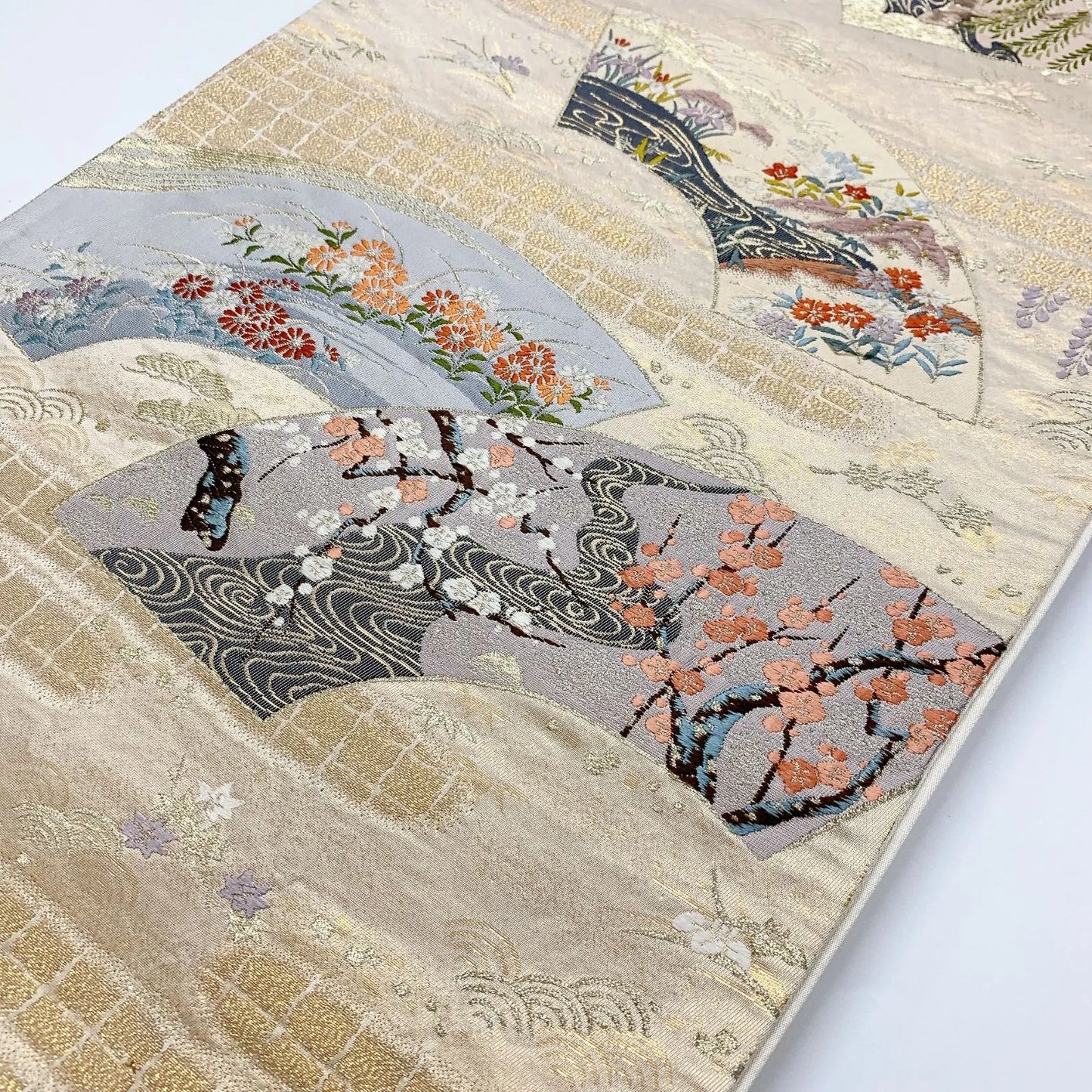 6319# Japanese Vintage Fukuro Obi Belt Kimono Fabric Silk Traditional