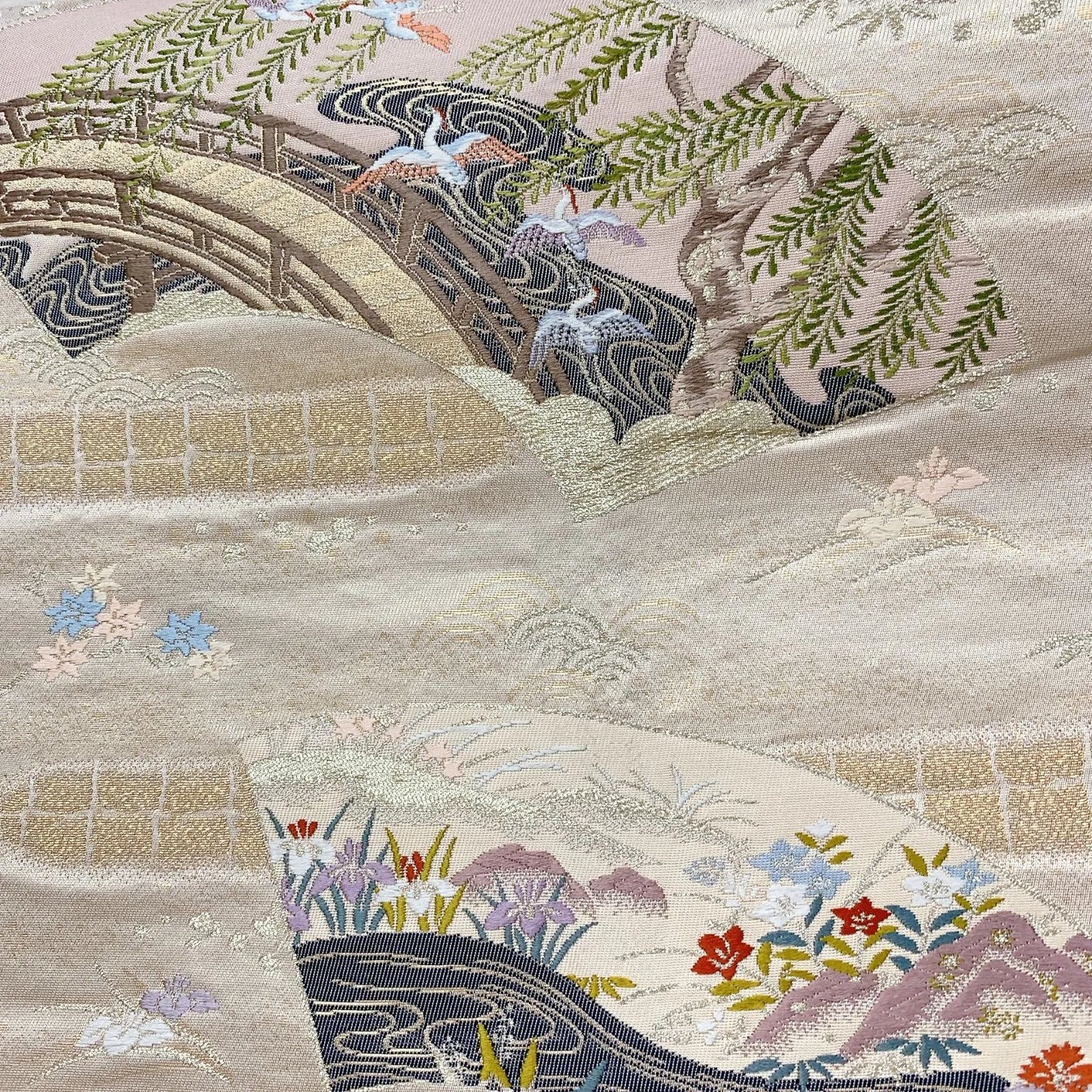 6319# Japanese Vintage Fukuro Obi Belt Kimono Fabric Silk Traditional