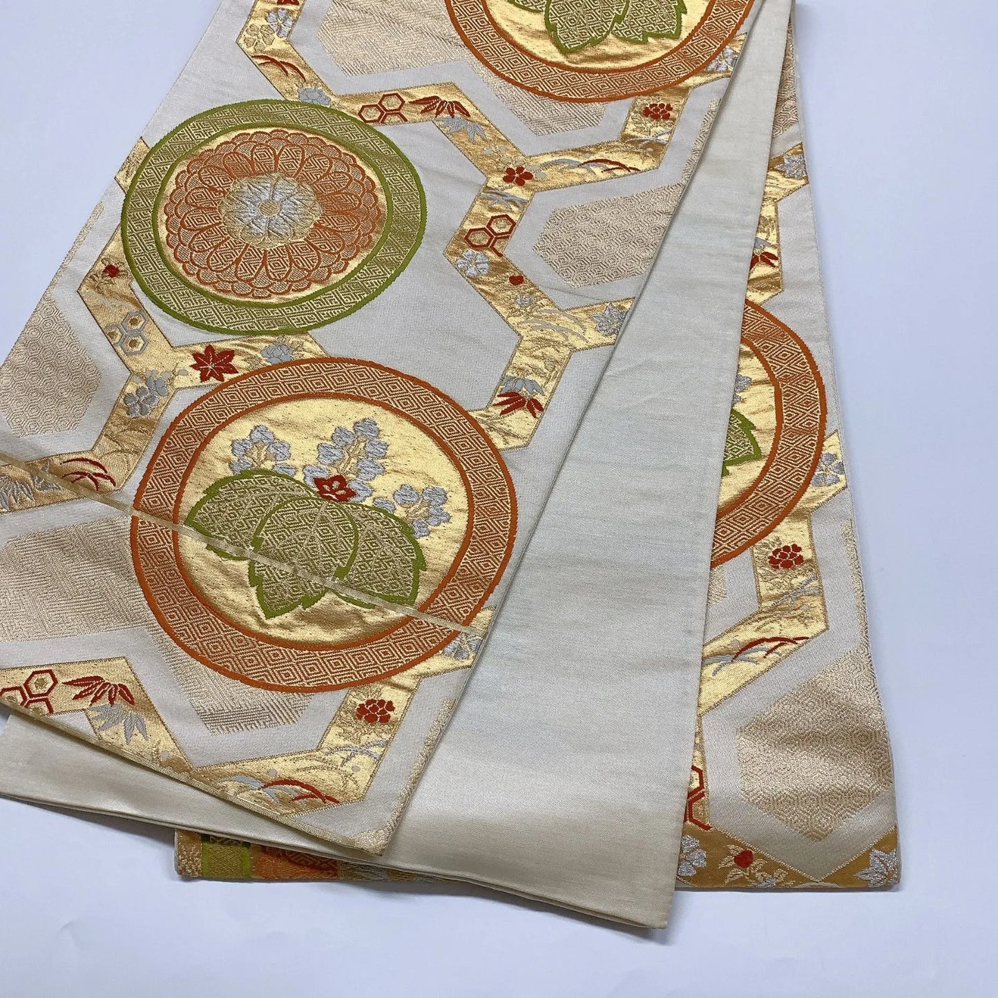 6320# Japanese Vintage Fukuro Obi Belt Kimono Fabric Silk Traditional