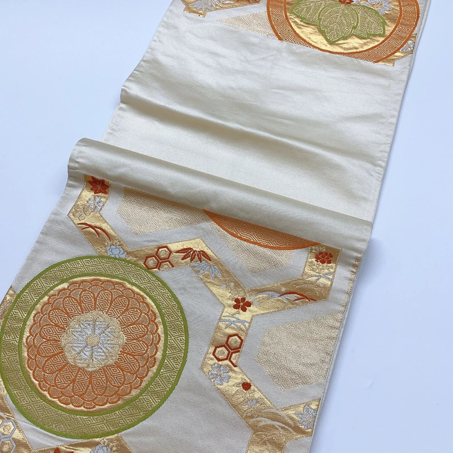 6320# Japanese Vintage Fukuro Obi Belt Kimono Fabric Silk Traditional