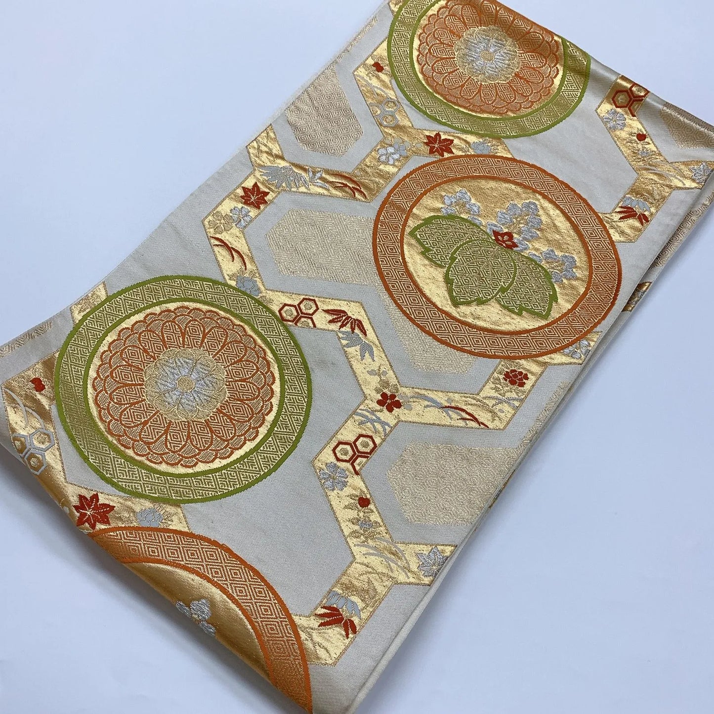 6320# Japanese Vintage Fukuro Obi Belt Kimono Fabric Silk Traditional