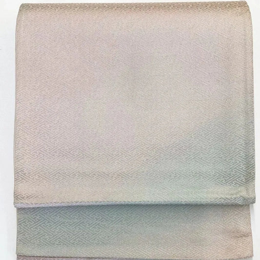 6279# Japanese Vintage Fukuro Obi Belt Kimono Fabric Silk Traditional Silver