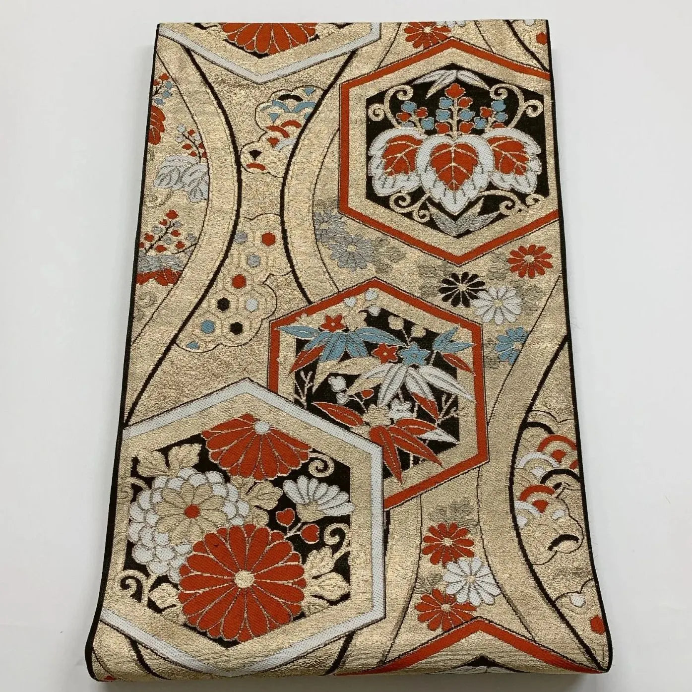 6284# Japanese Vintage Fukuro Obi Belt Kimono Fabric Silk Traditional