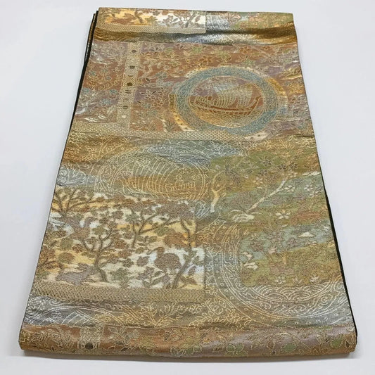 6296# Japanese Vintage Fukuro Obi Belt Kimono Fabric Silk Traditional