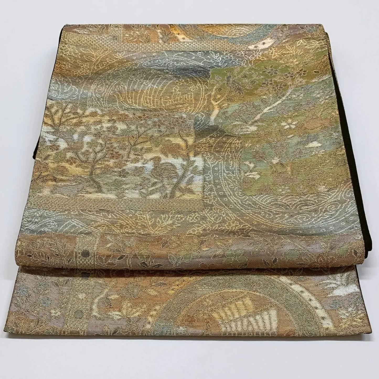 6296# Japanese Vintage Fukuro Obi Belt Kimono Fabric Silk Traditional