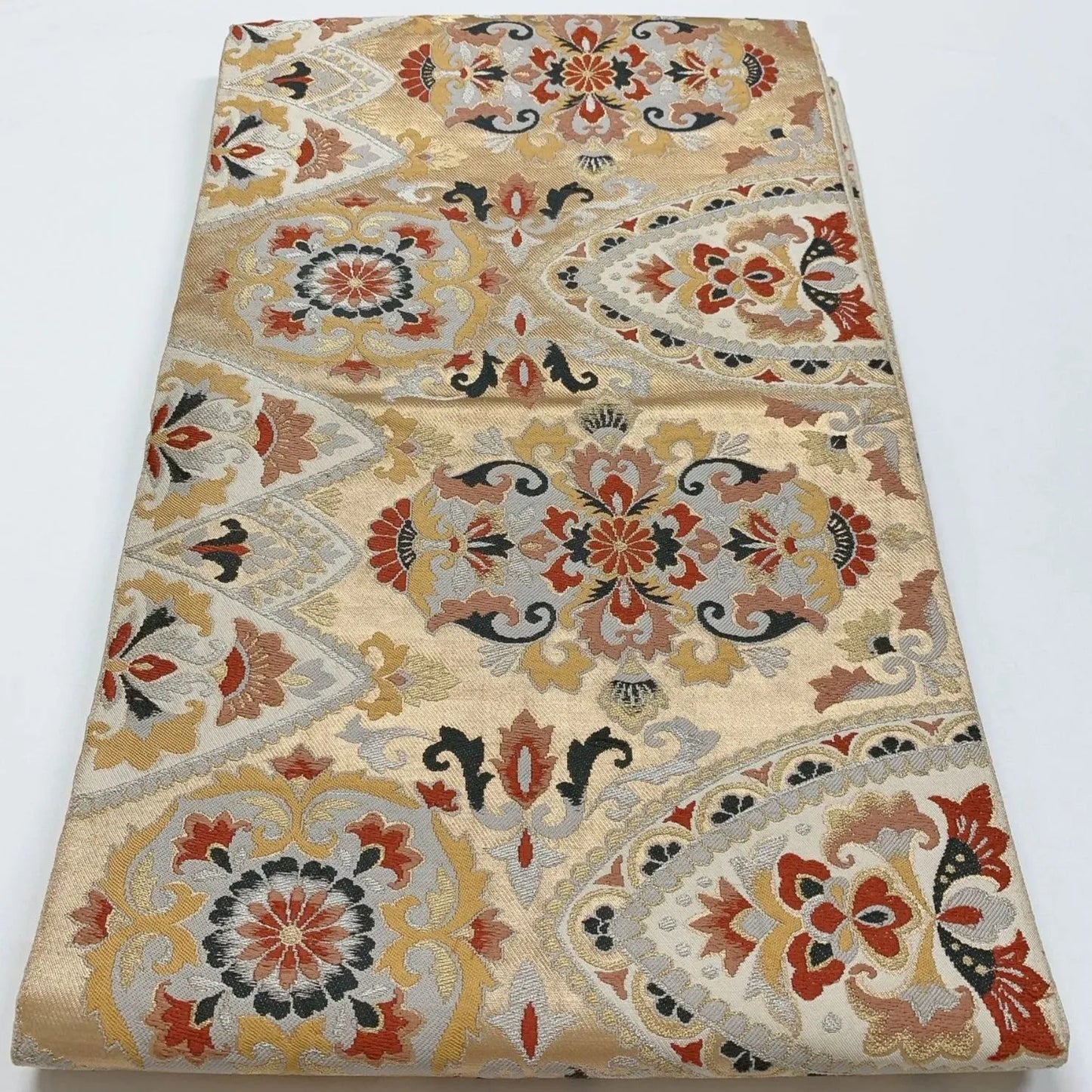 6297# Japanese Vintage Fukuro Obi Belt Kimono Fabric Silk Traditional 　