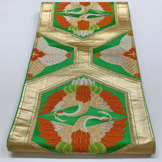 6298# Japanese Vintage Fukuro Obi Belt Kimono Fabric Silk Traditional