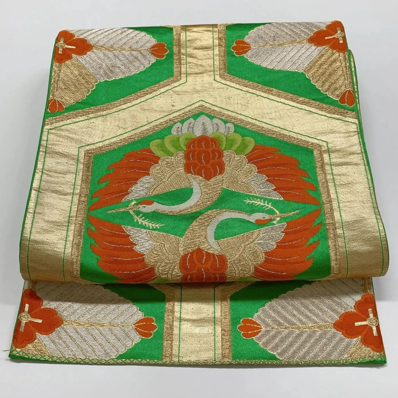 6298# Japanese Vintage Fukuro Obi Belt Kimono Fabric Silk Traditional