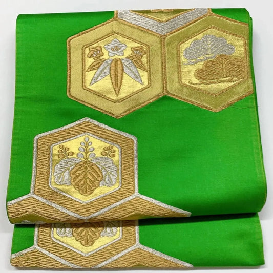 6300# Japanese Vintage Fukuro Obi Belt Kimono Fabric Silk Traditional