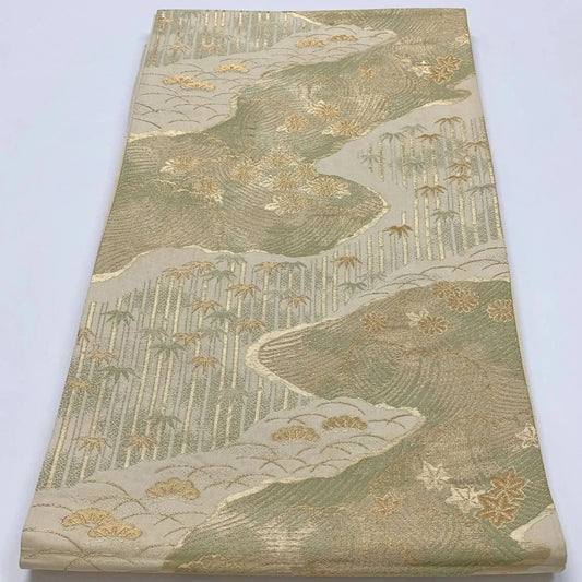 6303# Japanese Vintage Fukuro Obi Belt Kimono Fabric Silk Traditional