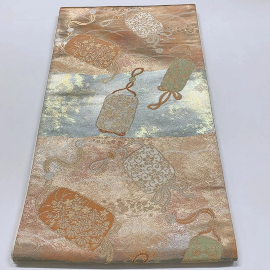 6305# Japanese Vintage Fukuro Obi Belt Kimono Fabric Silk Traditional
