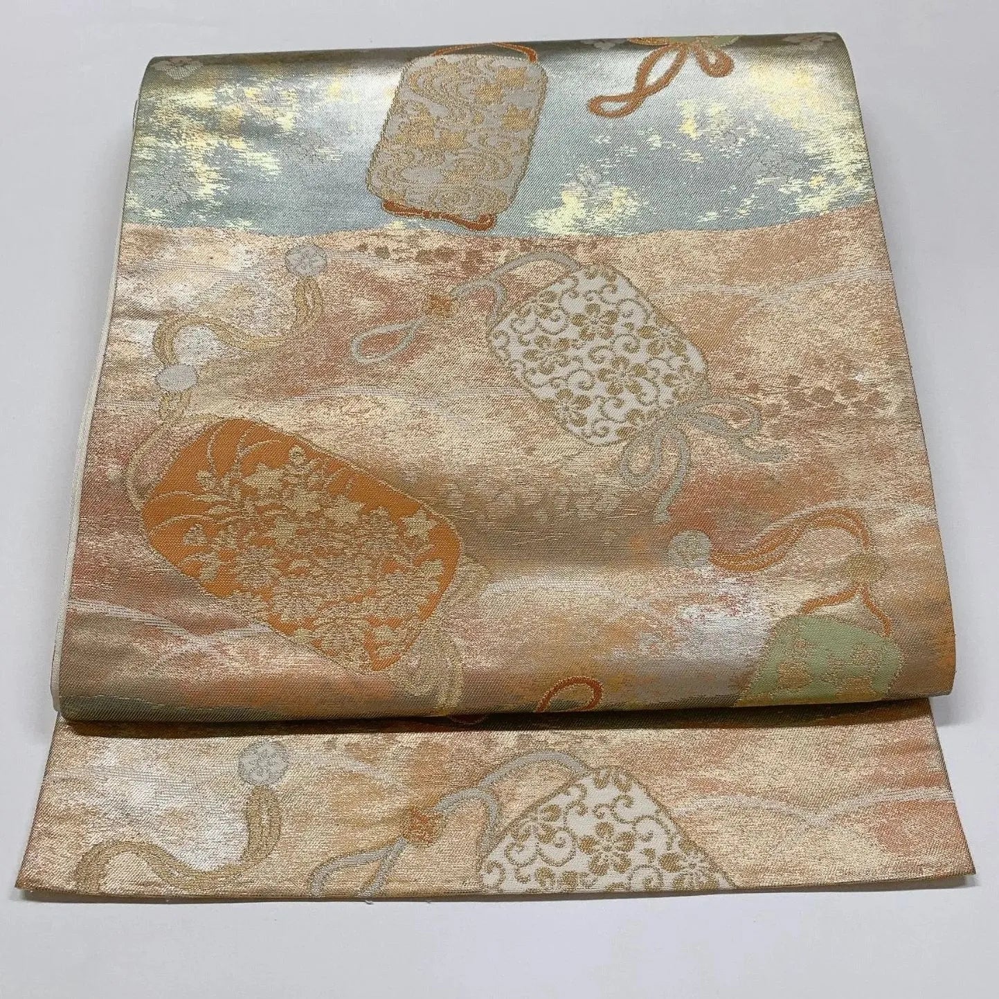 6305# Japanese Vintage Fukuro Obi Belt Kimono Fabric Silk Traditional