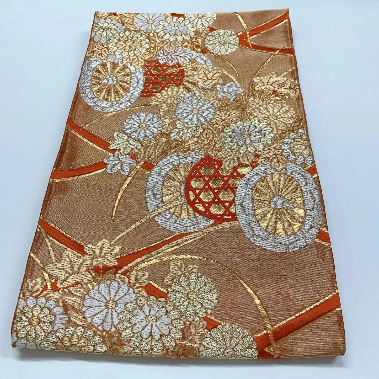 6311# Japanese Vintage Fukuro Obi Belt Kimono Fabric Silk Traditional