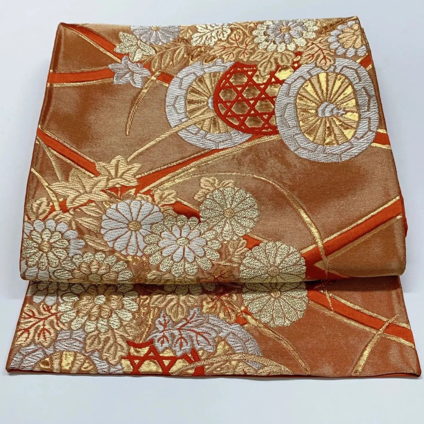 6311# Japanese Vintage Fukuro Obi Belt Kimono Fabric Silk Traditional