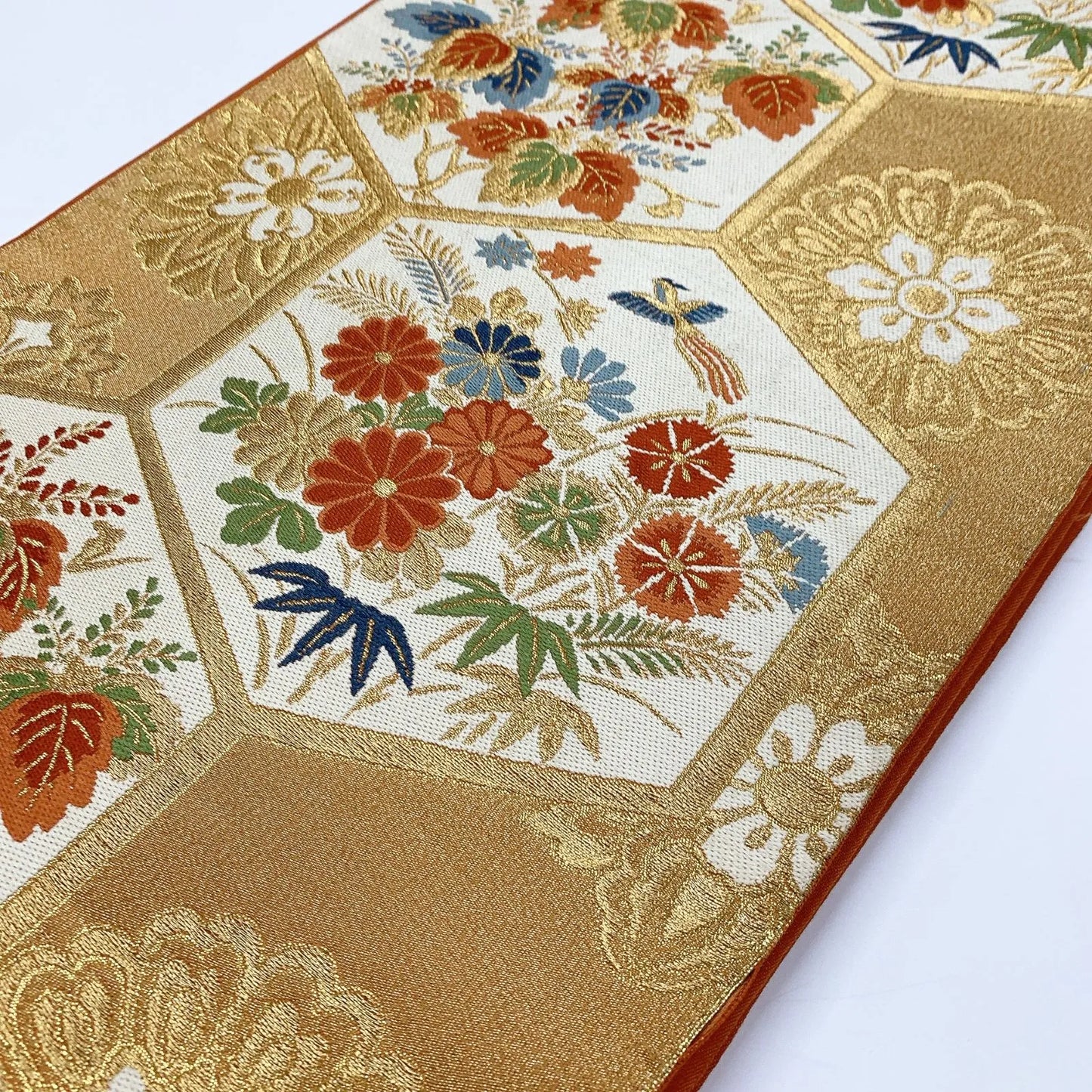 6310# Japanese Vintage Fukuro Obi Belt Kimono Fabric Silk Traditional