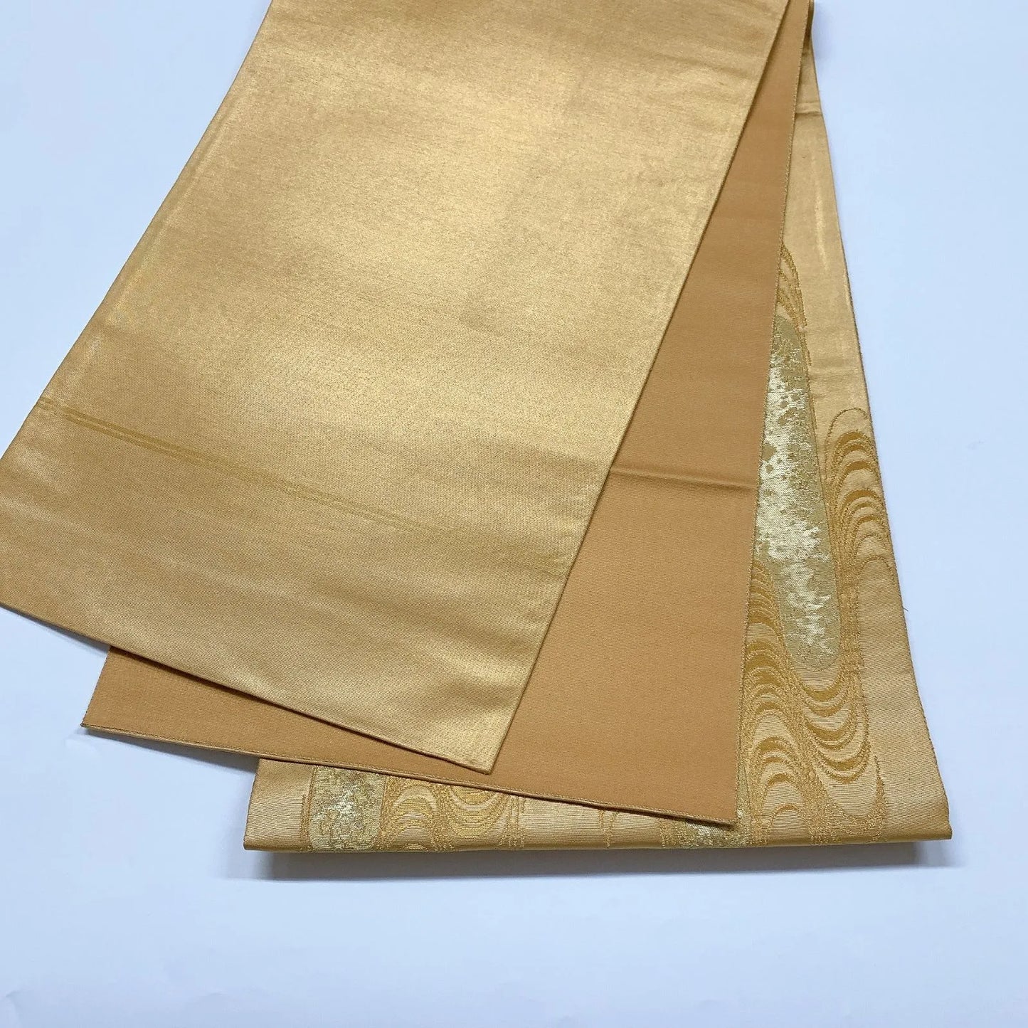 6321# Japanese Vintage Fukuro Obi Belt Kimono Fabric Silk Traditional Gold